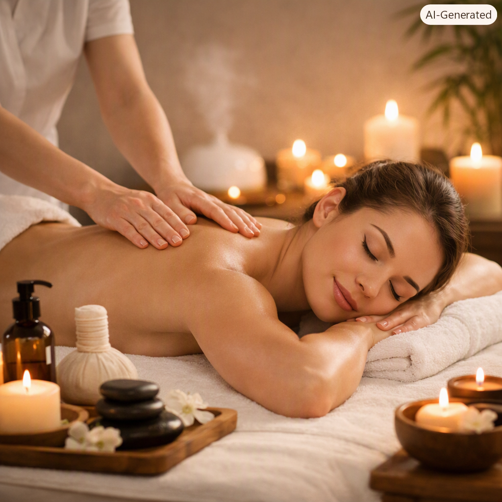 Massage Therapy Brampton session showing a client receiving a relaxing back massage at DRS Physio & Wellness