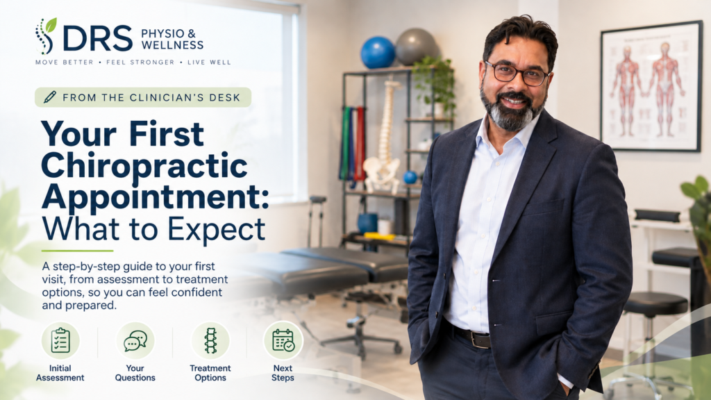 First chiropractic appointment at DRS Physio & Wellness in Brampton with Dr. Dhillon