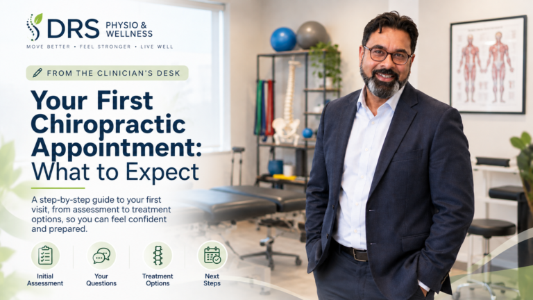First chiropractic appointment at DRS Physio & Wellness in Brampton with Dr. Dhillon